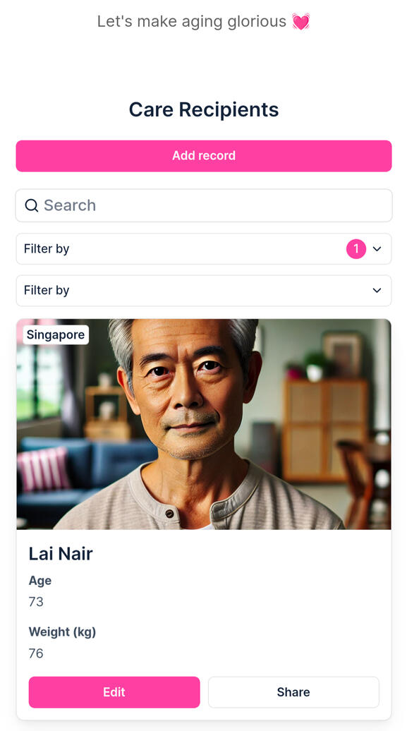 Care Recipient Details on Mobile